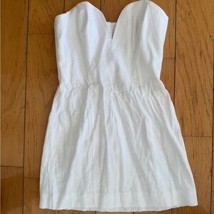 Reformation White Strapless Linen Blend Dress